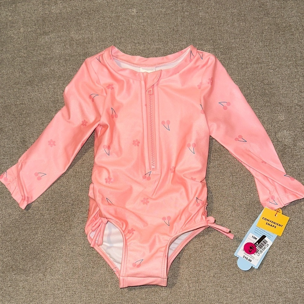 Cat & Jack Pink Kids Swim Rashguard